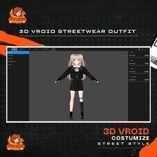 VRoid ゴシック衣装|スカルドレス|パンク・アニメファッション|3Dカスタム衣装|VRoid用アウトフィット