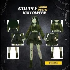 VRoid ハロウィン・ゾンビカップルセット | ゴシックホラー VTuber ファッション | アニメアバター向け 3Dカスタム衣装