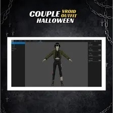 VRoid ハロウィン・ゾンビカップルセット | ゴシックホラー VTuber ファッション | アニメアバター向け 3Dカスタム衣装
