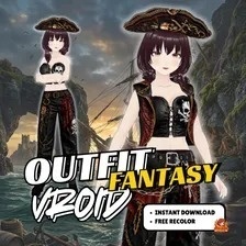 **VRoid 海賊衣装セット | ゴシックファンタジー VTuberファッション | モジュラー式アバターアセット（デジタルダウンロード）