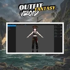 **VRoid 海賊衣装セット | ゴシックファンタジー VTuberファッション | モジュラー式アバターアセット(デジタルダウンロード)