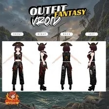 **VRoid 海賊衣装セット | ゴシックファンタジー VTuberファッション | モジュラー式アバターアセット(デジタルダウンロード)