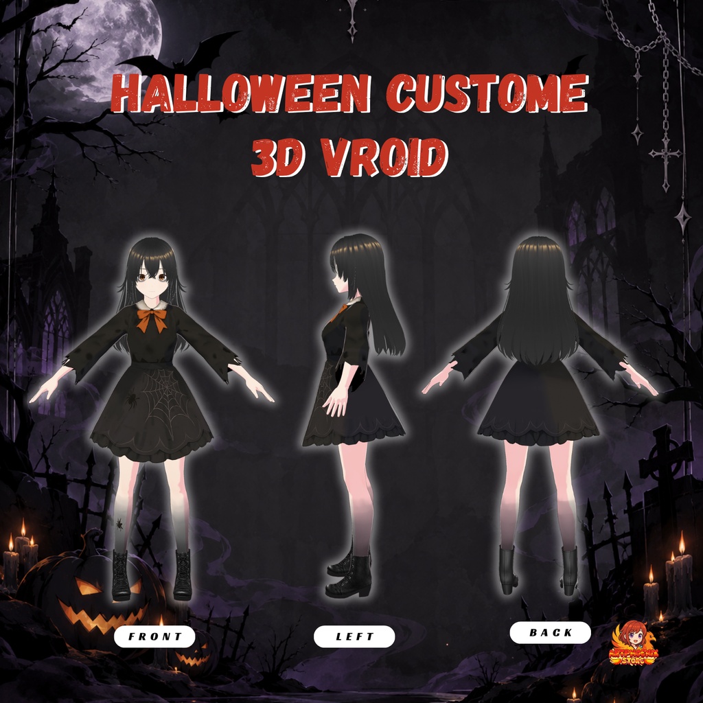 ハロウィン・ウィッチドレス | ゴシック蜘蛛の巣モチーフ衣装 | デジタルダウンロード