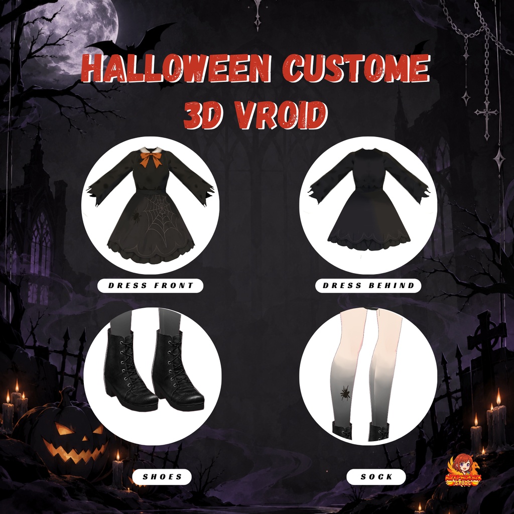 ハロウィン・ウィッチドレス | ゴシック蜘蛛の巣モチーフ衣装 | デジタルダウンロード