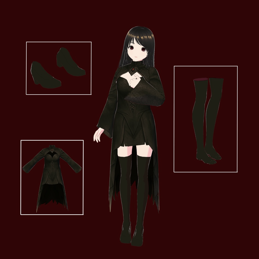 VRoid ゴシック・ハロウィンウィッチ衣装 | ハロウィン・ファンタジーVTuberアセット | VRoidコミッション用コスチューム | デジタルダウンロード