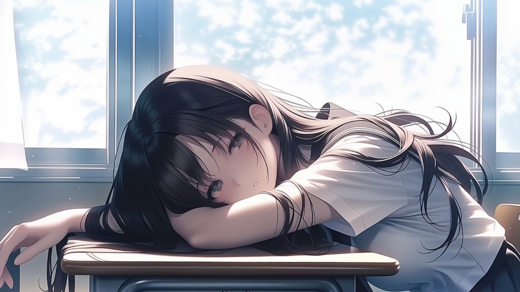 「夏の昼、静かな教室で」｜PC用壁紙（無料）