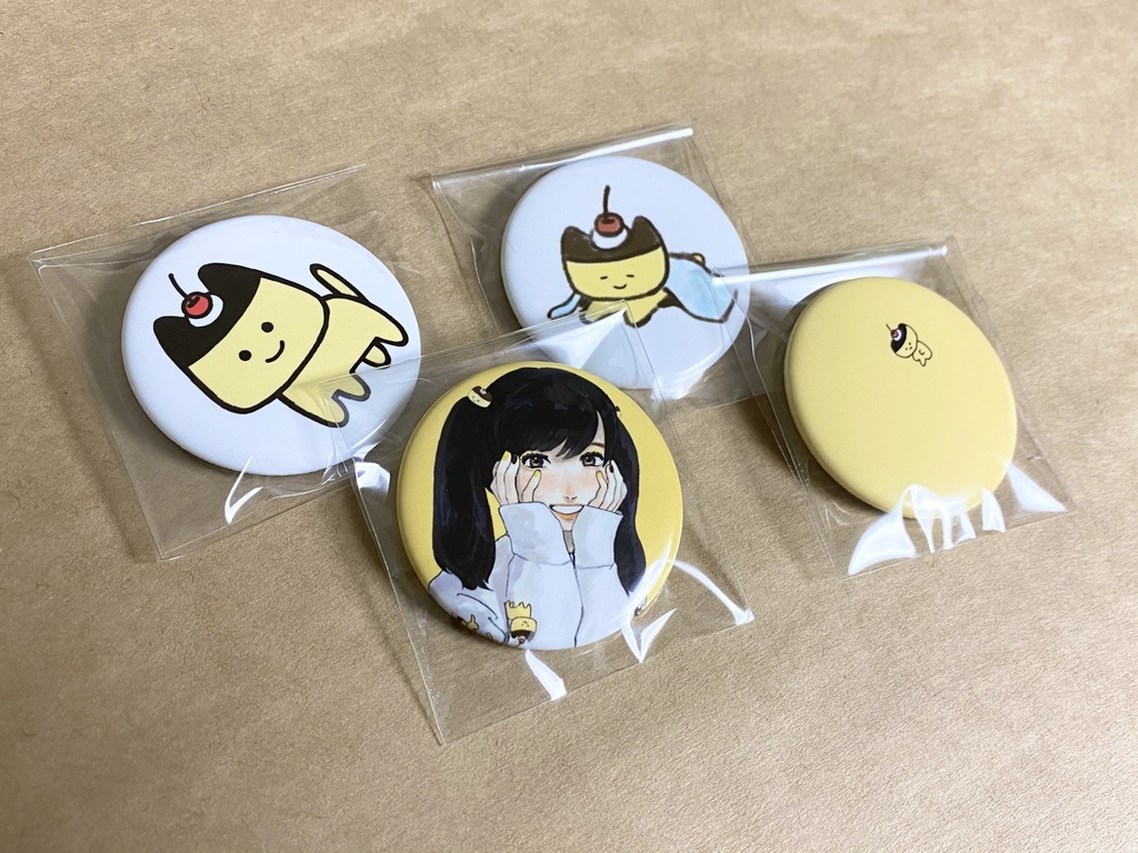 プリンねこ缶バッジ