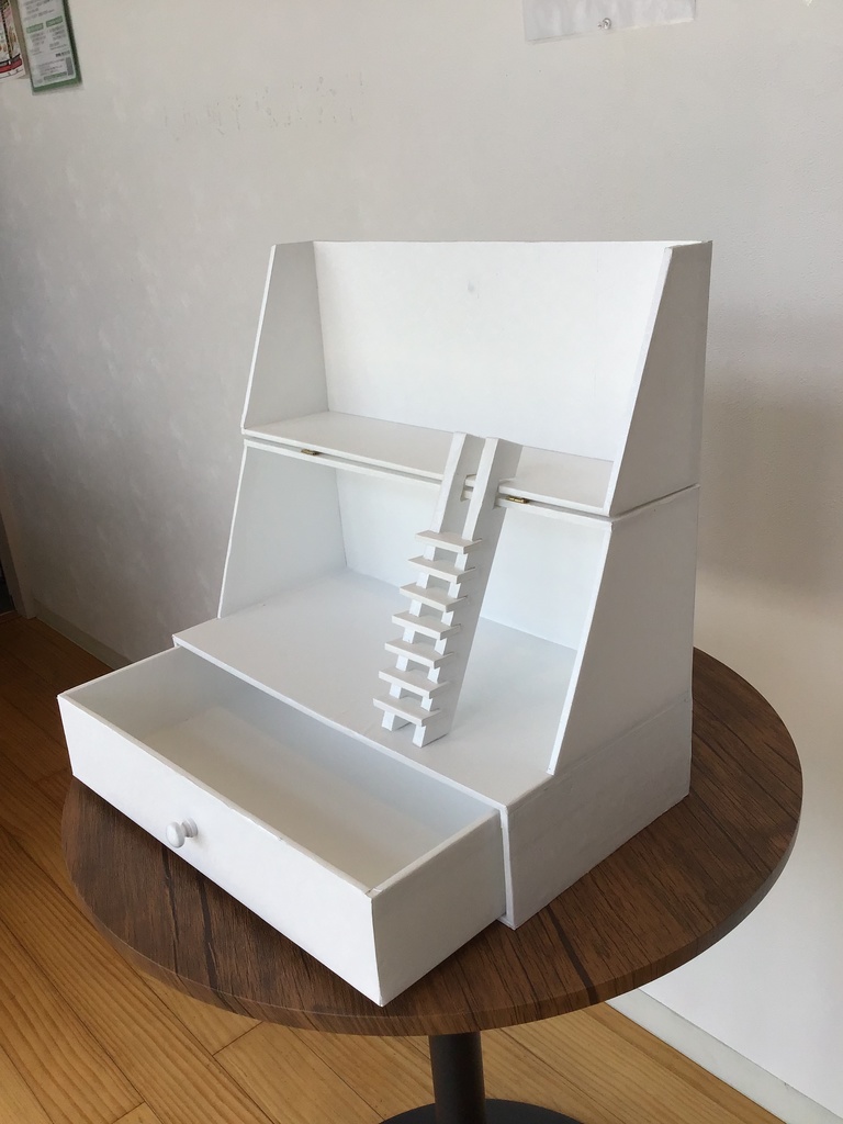 ドールハウス 二階建て引き出し付き(折り畳み式、収納に便利)