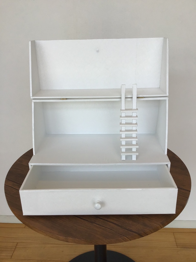 ドールハウス 二階建て引き出し付き(折り畳み式、収納に便利)