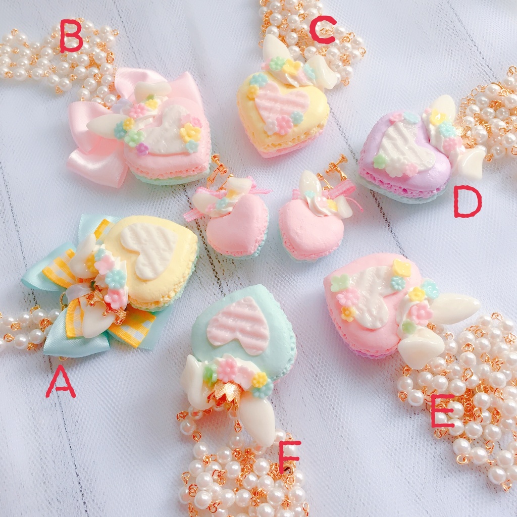 うさ耳マカロンネックレス。 イヤリングorピアス