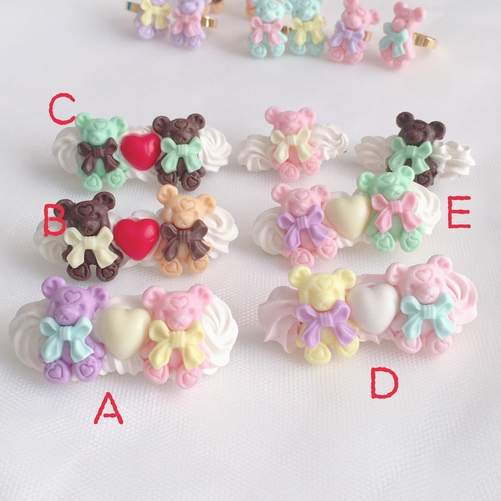 ラブくまペアバレッタ、ヘアクリップ
