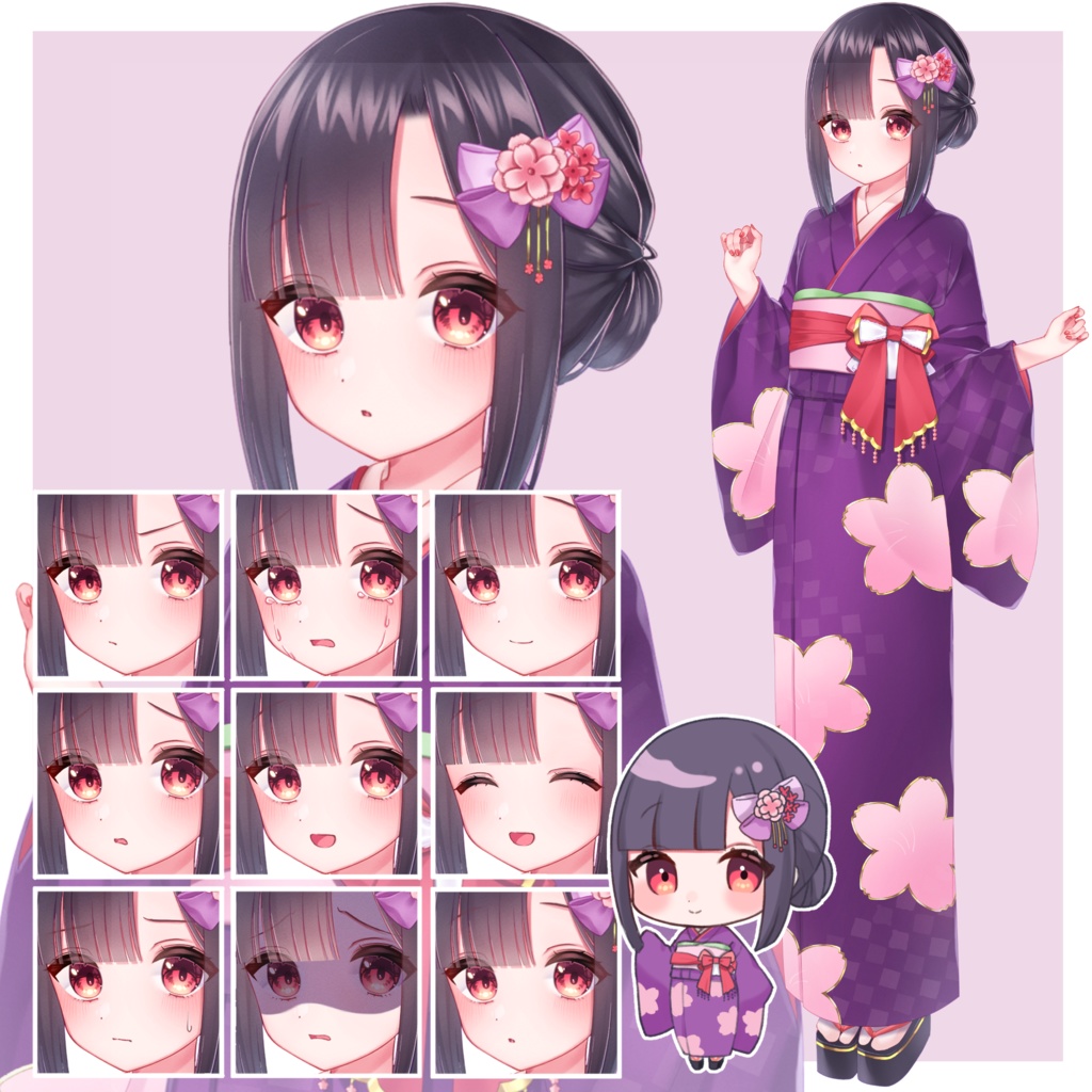 【表情差分9種+SD1種】着物の女性