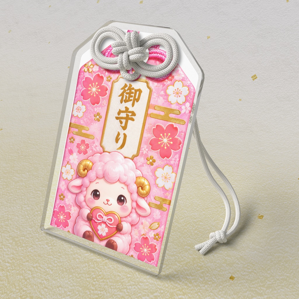 ピンクひつじ御守り