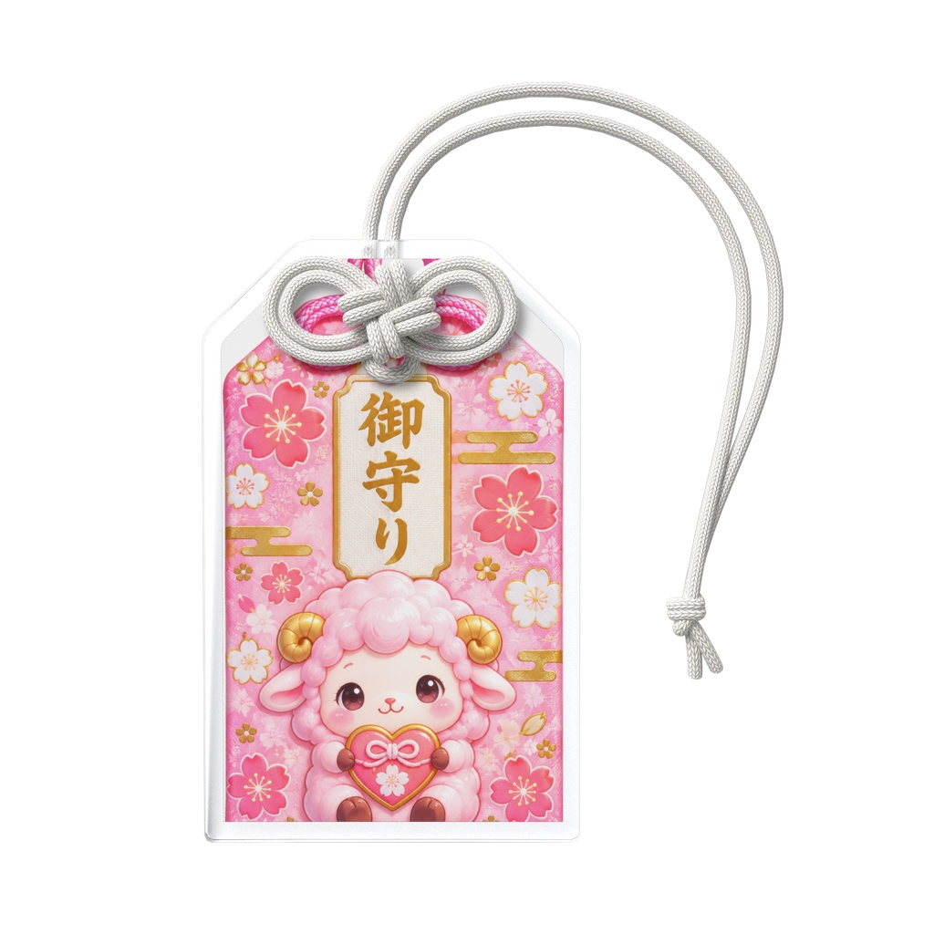 ピンクひつじ御守り