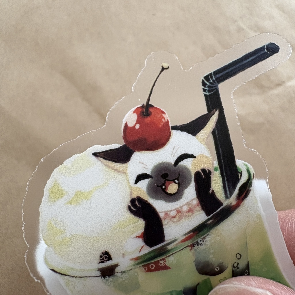 シャム猫スイちゃんの透明ステッカー(クリームソーダ柄)