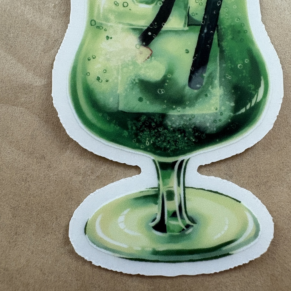 シャム猫スイちゃんの透明ステッカー(クリームソーダ柄)