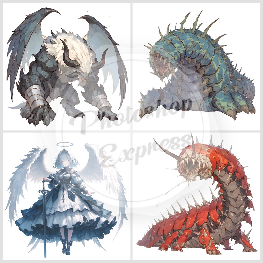 ファンタジーモンスターイラストセット - 30枚入り | 高品質TRPG・ゲーム素材