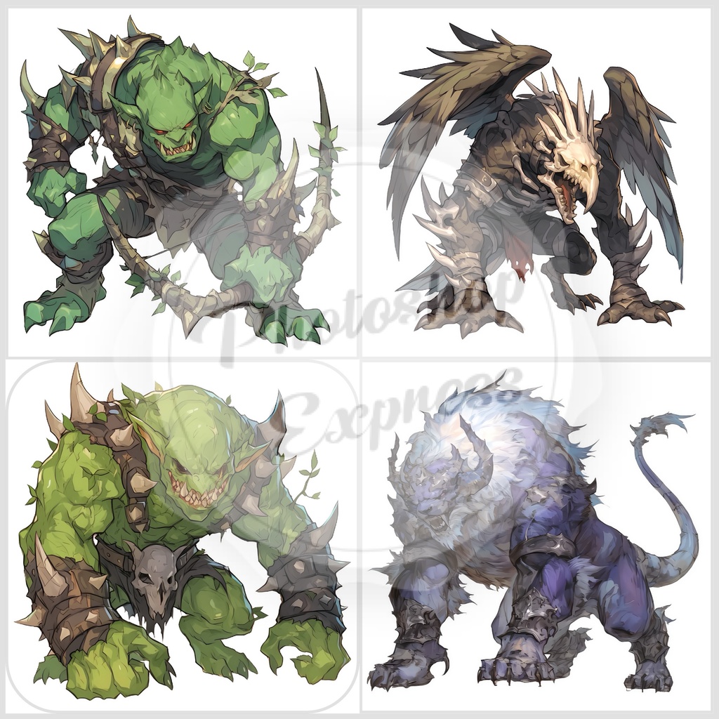 ファンタジーモンスターイラストセット - 30枚入り | 高品質TRPG・ゲーム素材