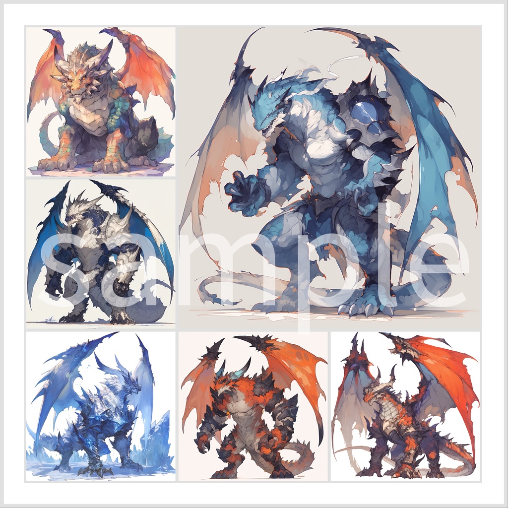 ドラゴンイラストセット - 25枚入り | 高品質TRPG・ゲーム素材