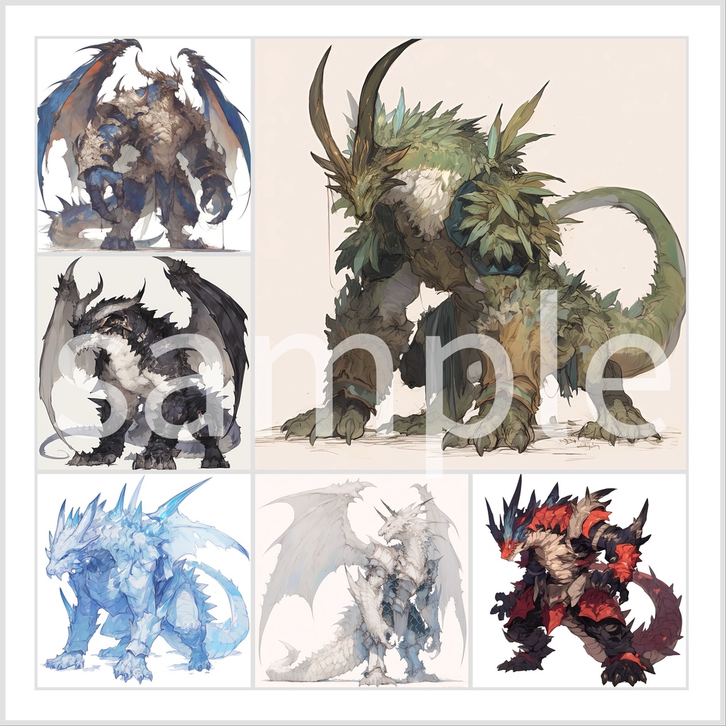ドラゴンイラストセット - 25枚入り | 高品質TRPG・ゲーム素材