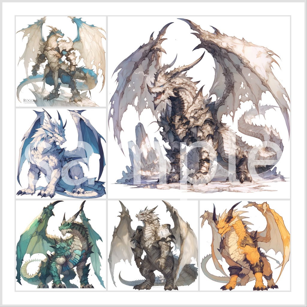 ドラゴンイラストセット - 25枚入り | 高品質TRPG・ゲーム素材