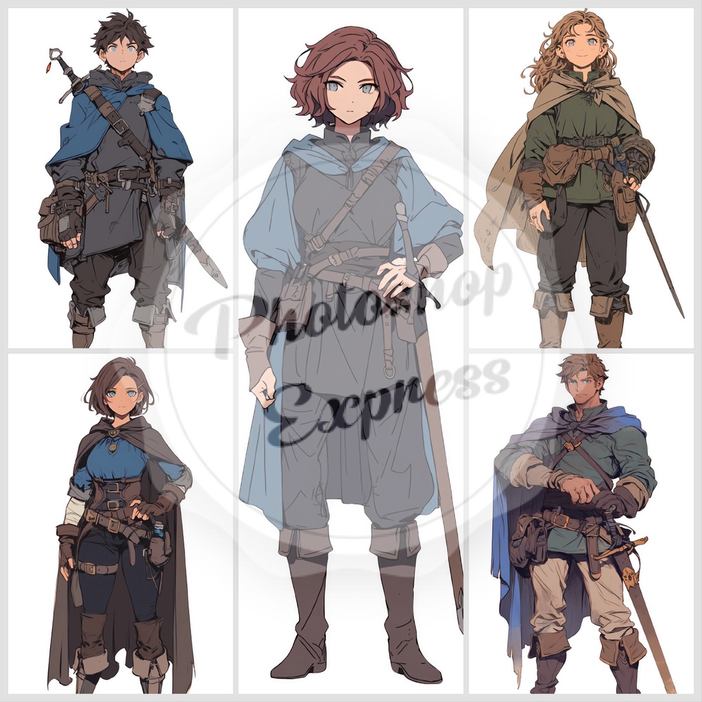冒険者イラストセット - 20枚入り | 高品質TRPG・ゲーム素材