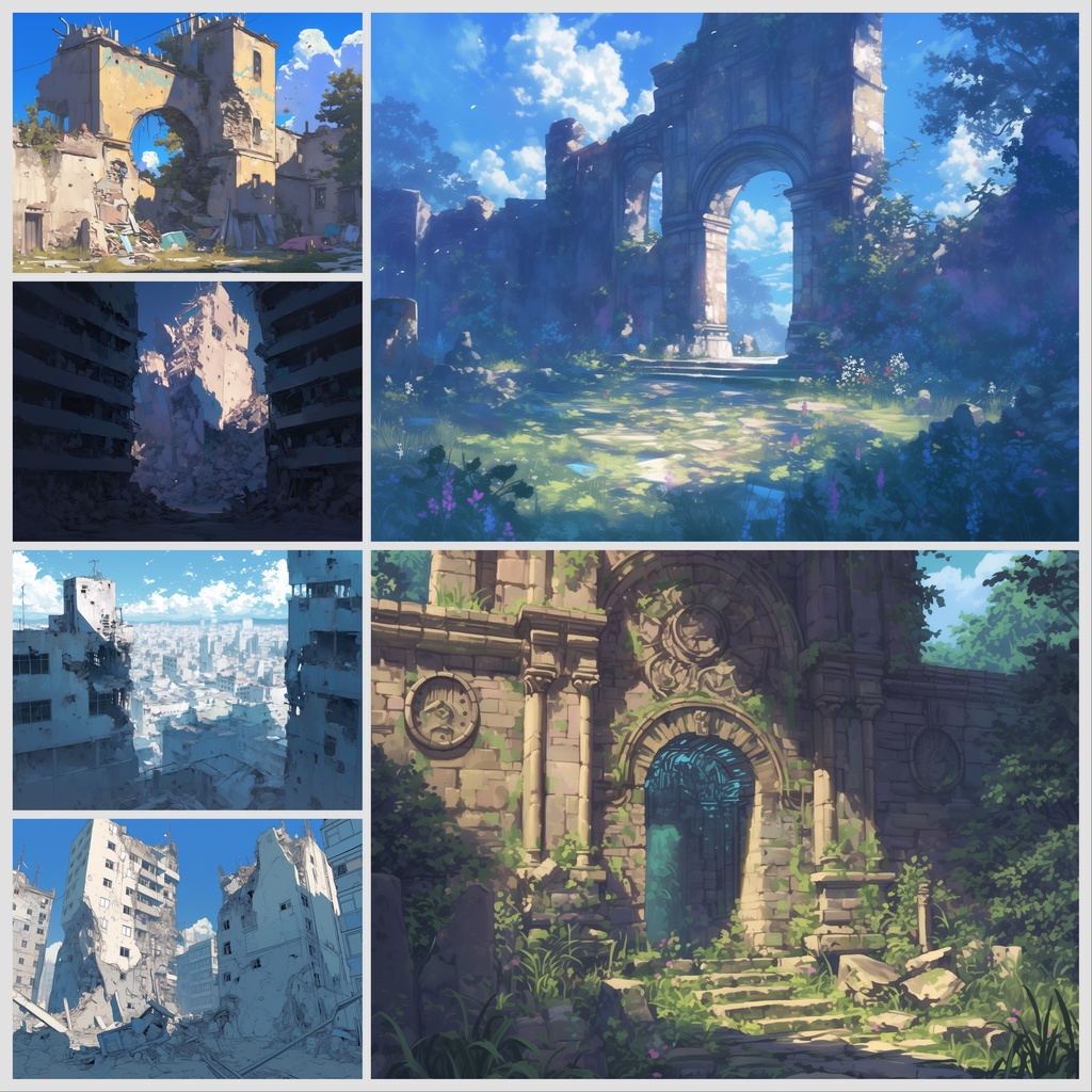 背景イラスト素材集 - 廃墟セット | 高品質TRPG・ゲーム素材
