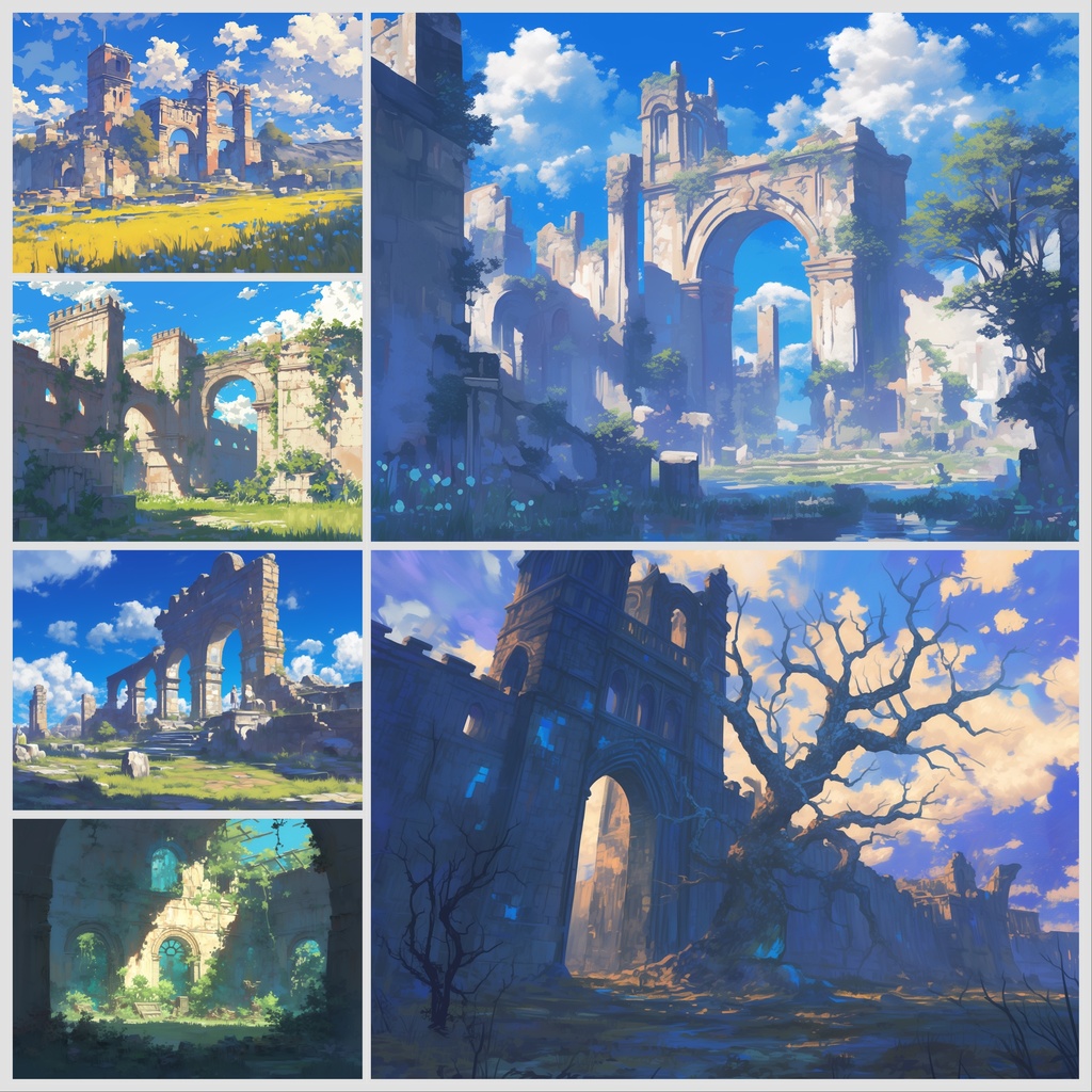 背景イラスト素材集 - 廃墟セット | 高品質TRPG・ゲーム素材