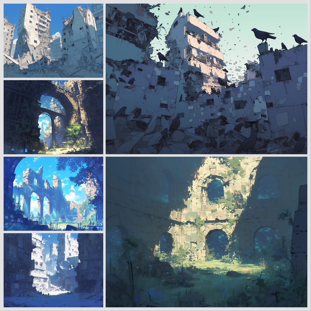 背景イラスト素材集 - 廃墟セット | 高品質TRPG・ゲーム素材