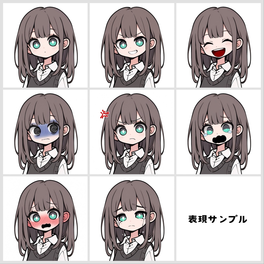 TRPG・ゲーム素材に最適!「女子高生」立ち絵&表情イラストセット