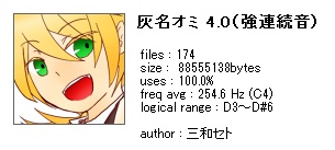 【UTAU向け音源ファイルセット】灰名オミ