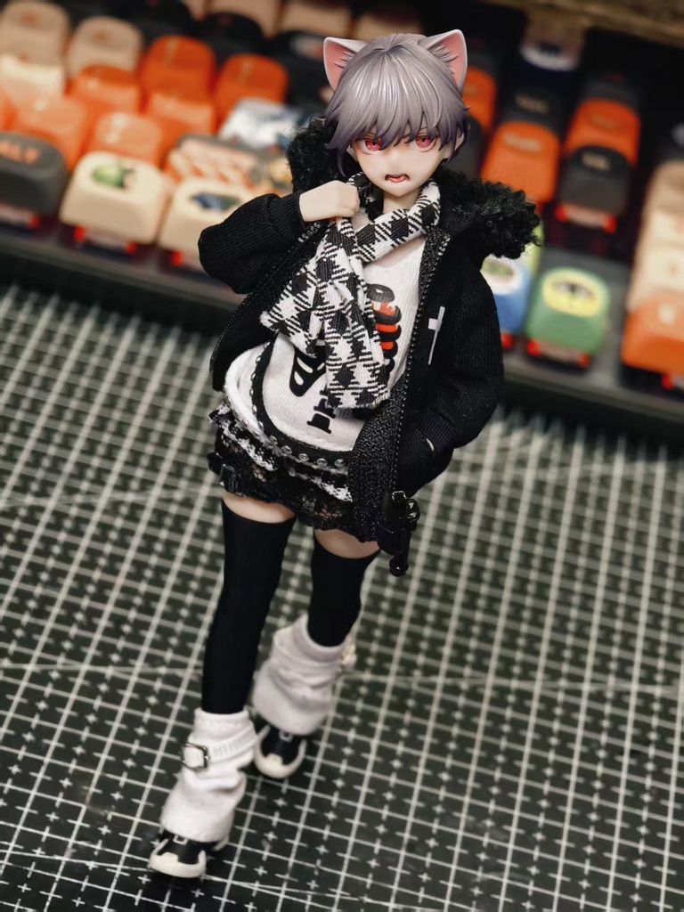 「1/12・ドール服」黒白レーススカートセット