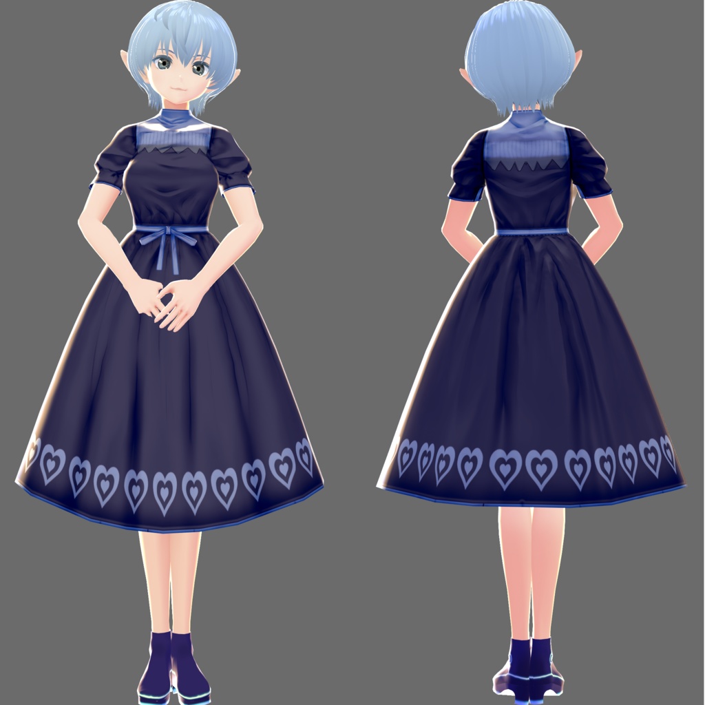 【無料】VRoid用メイド2色服セット Lovely Maid Dresses