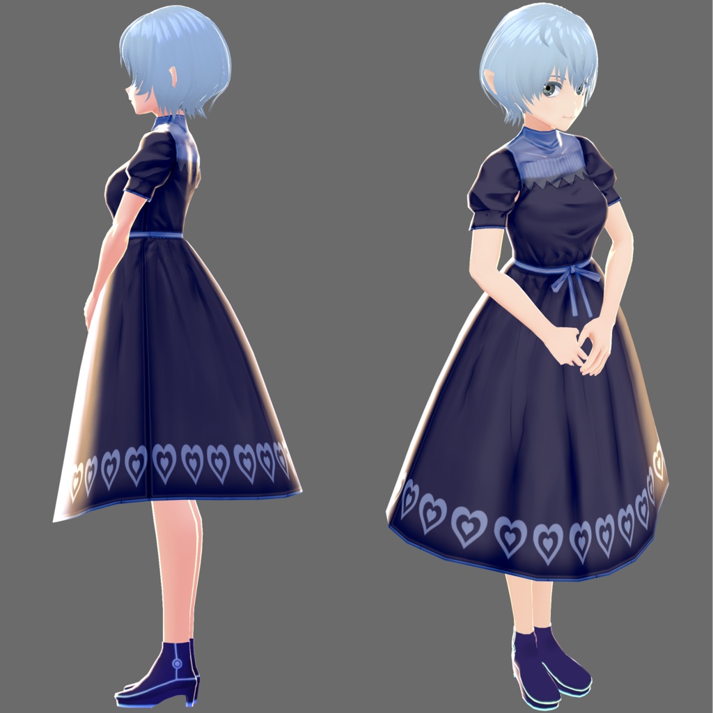 【無料】VRoid用メイド2色服セット Lovely Maid Dresses