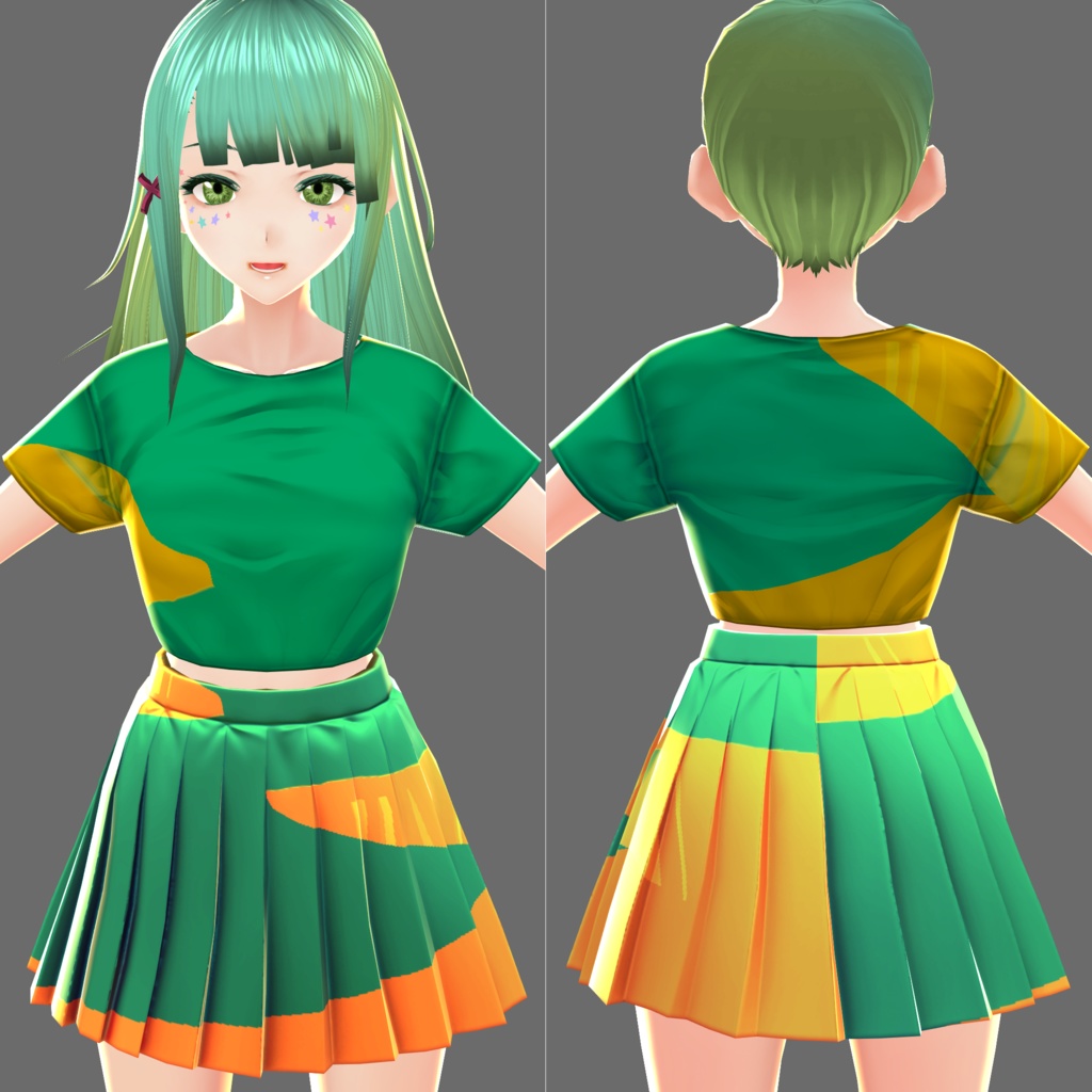 【無料】VRoid用チアガール衣装3色服【+12種類】セット Cheerleader's Clothes Set