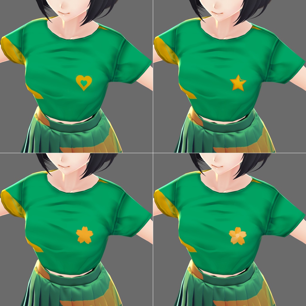 【無料】VRoid用チアガール衣装3色服【+12種類】セット Cheerleader's Clothes Set