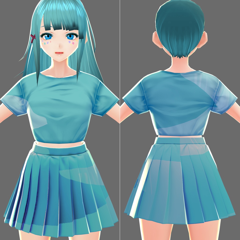 【無料】VRoid用チアガール衣装3色服【+12種類】セット Cheerleader's Clothes Set