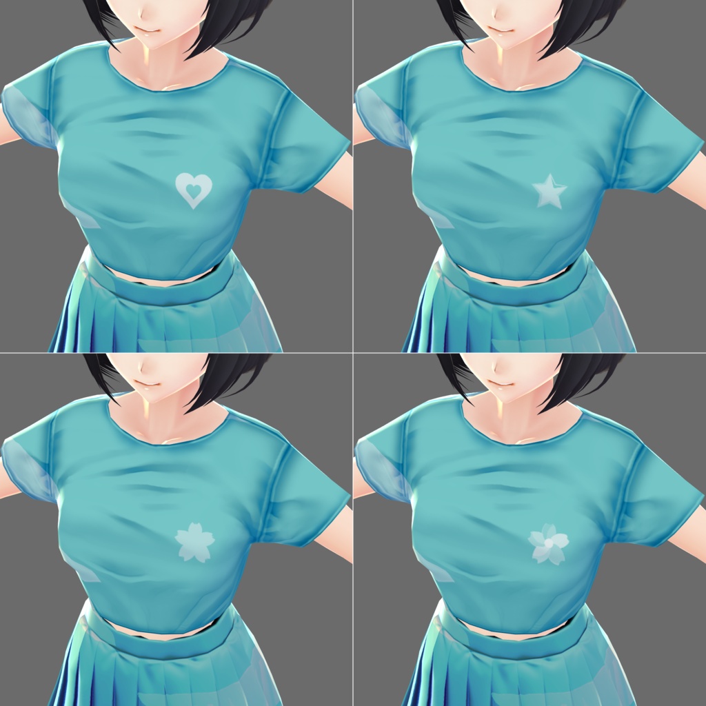 【無料】VRoid用チアガール衣装3色服【+12種類】セット Cheerleader's Clothes Set