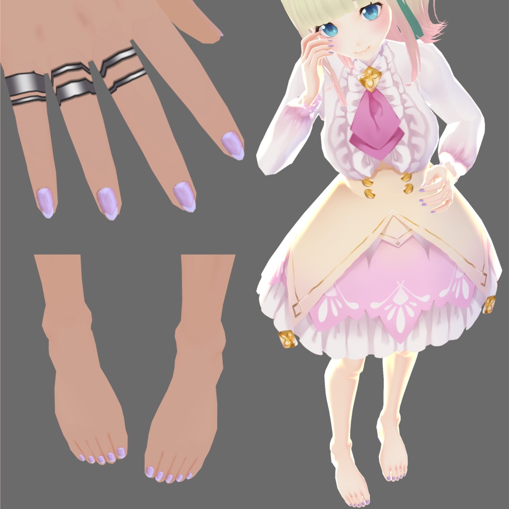 【無料】美しいリアルなネールテクスチャ【+20色】セット VRoid Realistic Beautiful Nails Texture Set