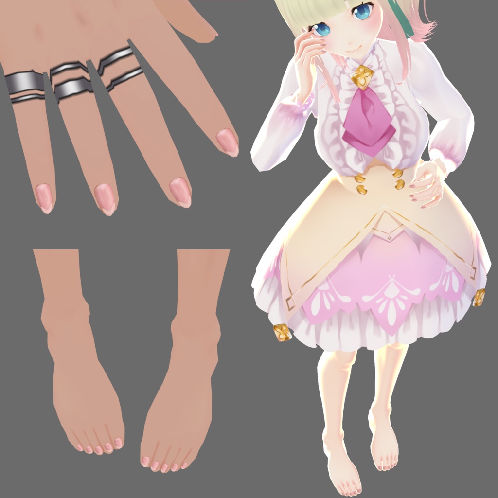 【無料】美しいリアルなネールテクスチャ【+20色】セット VRoid Realistic Beautiful Nails Texture Set