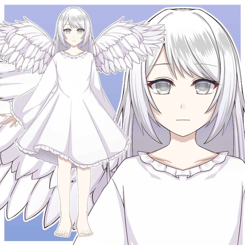 白髪の天使の少女【表情差分10種】