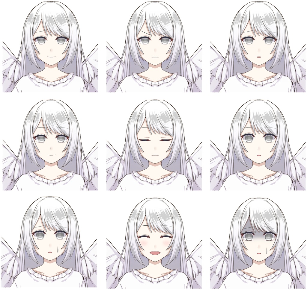 白髪の天使の少女【表情差分10種】