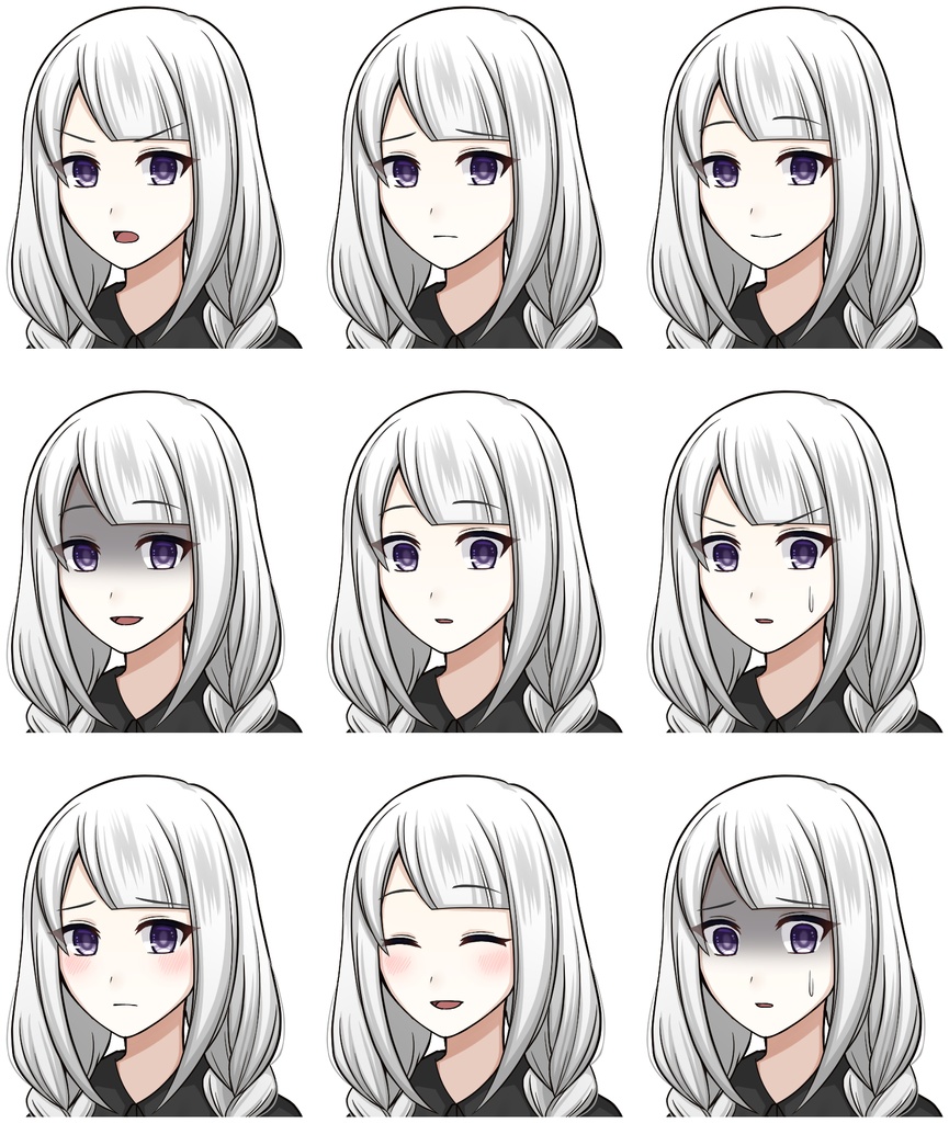 白髪の少女【表情差分10種】
