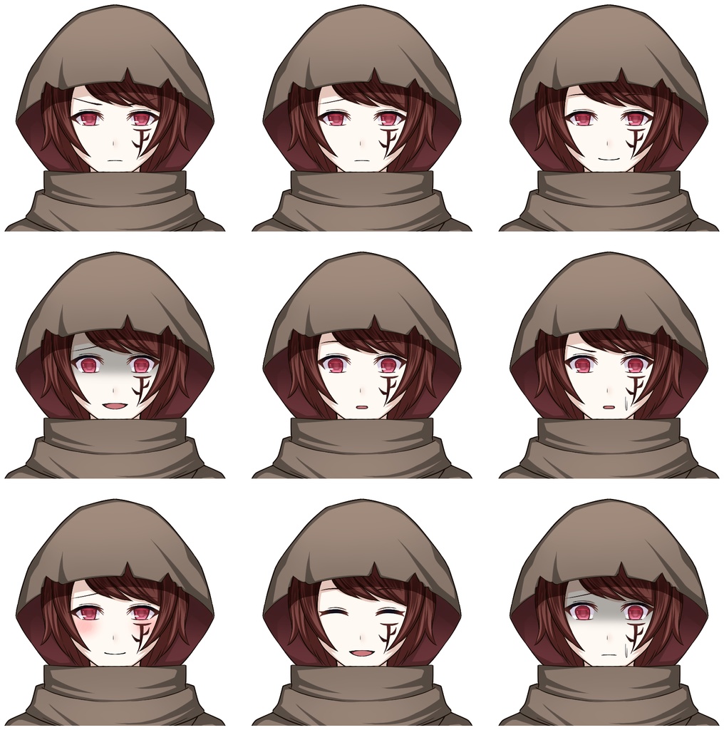 フードを被った青年【表情差分10種】