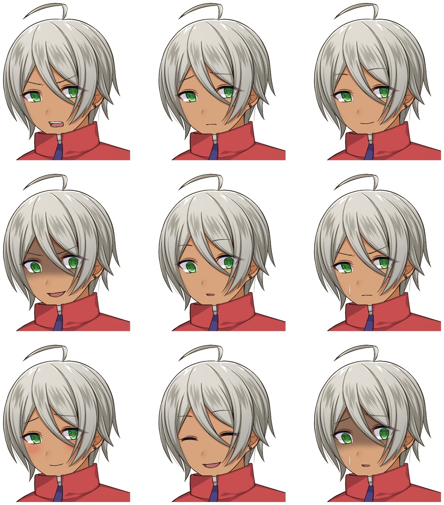 褐色肌の青年【表情差分10種】