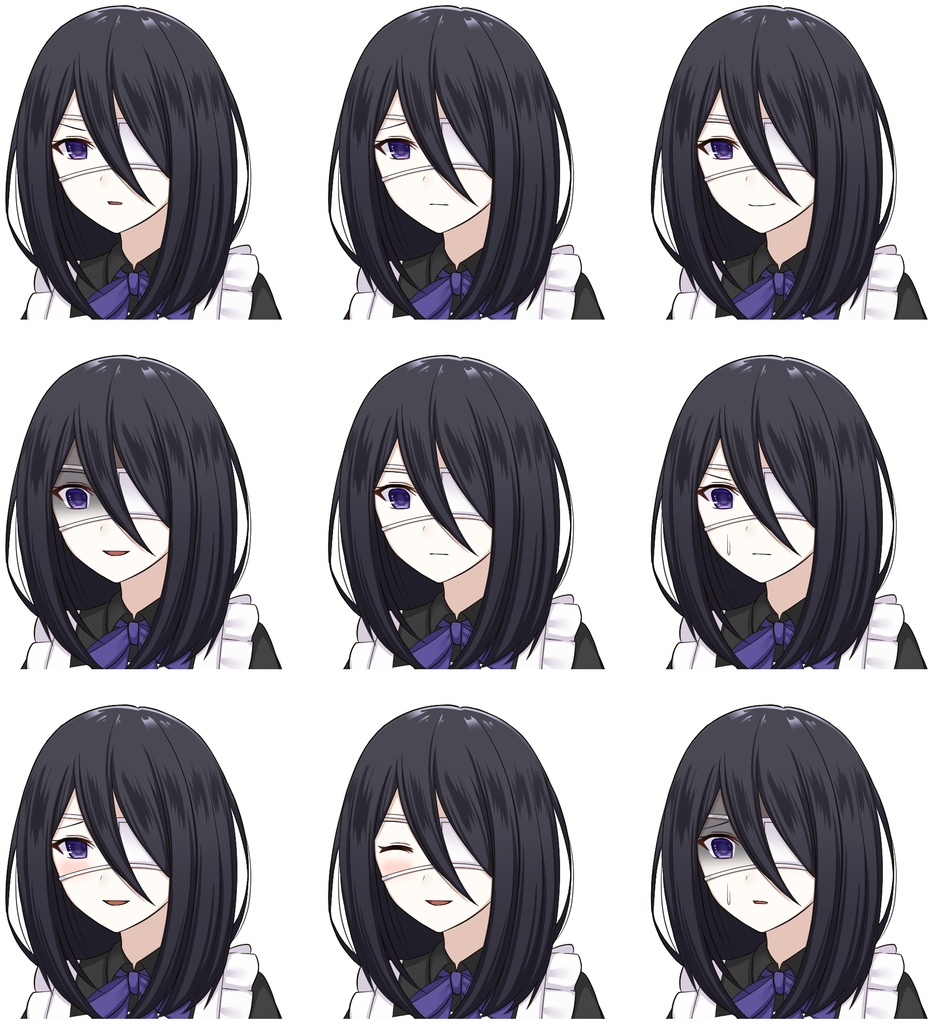 眼帯をつけたメイド【表情差分10種】