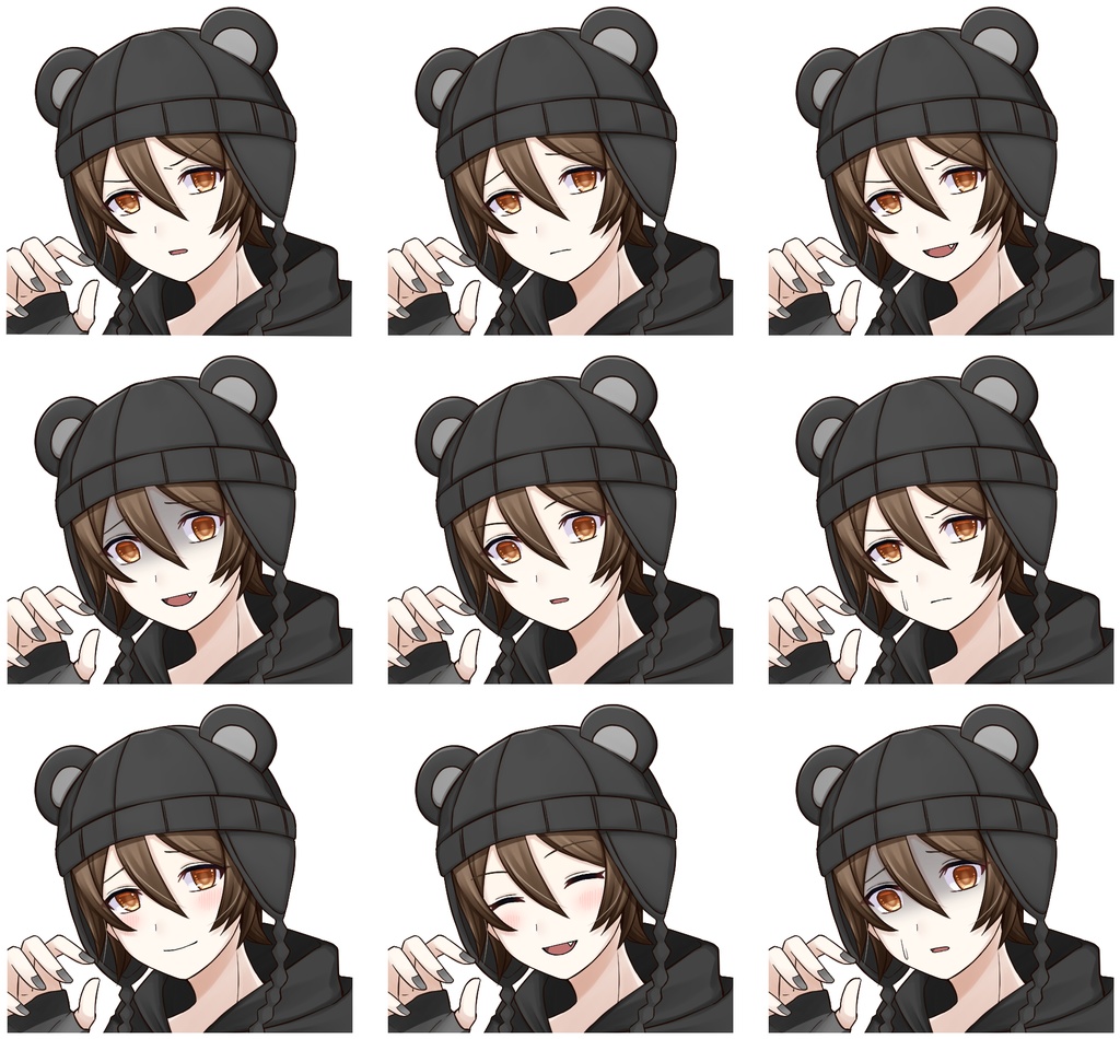 熊のニット帽をかぶった男の子【表情差分10種】