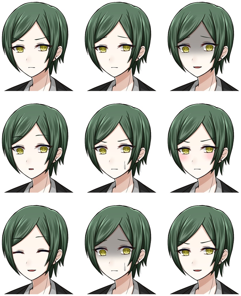 黒いスーツを着た青年【表情差分10種】