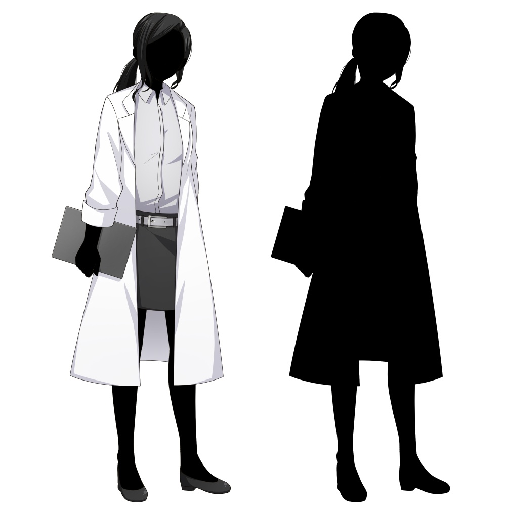 白衣を着た女性【表情差分10種】【※シルエット2種追加】