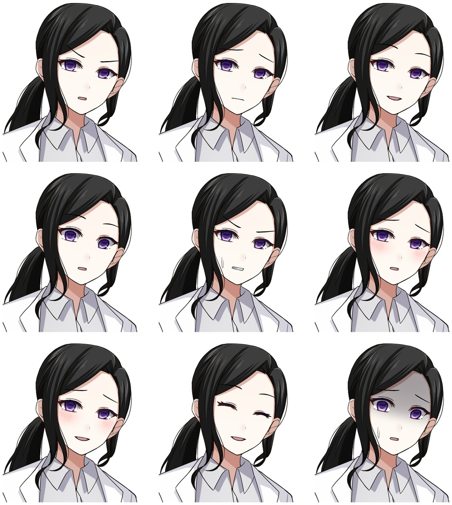 白衣を着た女性【表情差分10種】【※シルエット2種追加】